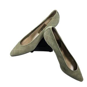Vtg Amalfi Women's Grey Italian Nubuck Leather Heels Pumps Sz 9.5 AA